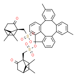 ChemSpider 2D Image | 6,11-Dimethyl-1,16-tetraphenylenediyl bis{[(1S,4R)-7,7-dimethyl-2-oxobicyclo[2.2.1]hept-1-yl]methanesulfonate} | C46H48O8S2