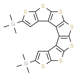 ChemSpider 2D Image | Bisthieno[3'',2'':4',5']thieno[3',2':4,5]thieno[2,3-b:3',2'-d]thiene-2,10-diylbis(trimethylsilane) | C22H20S7Si2