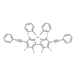 ChemSpider 2D Image | 1,2,4,6,8,9-Hexafluoro-5,5-diphenyl-3,7-bis(phenylethynyl)-5H-dibenzo[b,d]stannole | C40H20F6Sn