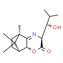 ChemSpider 2D Image | (1S,2R,5S,8R)-5-[(1S)-1-Hydroxy-2-methylpropyl]-8,11,11-trimethyl-3-oxa-6-azatricyclo[6.2.1.0~2,7~]undec-6-en-4-one | C16H25NO3