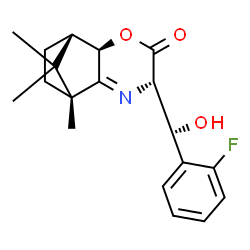 ChemSpider 2D Image | (1S,2R,5S,8R)-5-[(R)-(2-Fluorophenyl)(hydroxy)methyl]-8,11,11-trimethyl-3-oxa-6-azatricyclo[6.2.1.0~2,7~]undec-6-en-4-one | C19H22FNO3