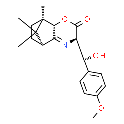 ChemSpider 2D Image | (1R,2S,5R,8S)-5-[(S)-Hydroxy(4-methoxyphenyl)methyl]-1,11,11-trimethyl-3-oxa-6-azatricyclo[6.2.1.0~2,7~]undec-6-en-4-one | C20H25NO4