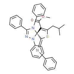 ChemSpider 2D Image | Methyl (5S,6Z)-8-isobutyl-1,3,4-triphenyl-6-(phenylimino)-7-thia-1,2,4-triazaspiro[4.4]nona-2,8-diene-9-carboxylate | C35H32N4O2S