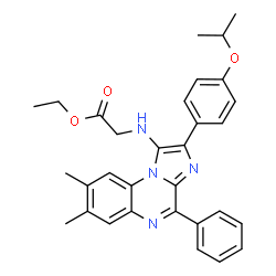 ChemSpider 2D Image | Ethyl N-[2-(4-isopropoxyphenyl)-7,8-dimethyl-4-phenylimidazo[1,2-a]quinoxalin-1-yl]glycinate | C31H32N4O3