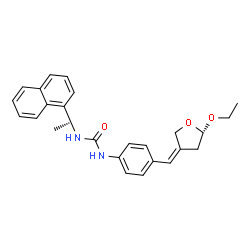 ChemSpider 2D Image | 1-(4-{(Z)-[(5S)-5-Ethoxydihydro-3(2H)-furanylidene]methyl}phenyl)-3-[(1R)-1-(1-naphthyl)ethyl]urea | C26H28N2O3