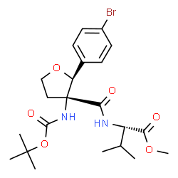 ChemSpider 2D Image | Methyl N-{[(2S,3R)-2-(4-bromophenyl)-3-({[(2-methyl-2-propanyl)oxy]carbonyl}amino)tetrahydro-3-furanyl]carbonyl}-L-valinate | C22H31BrN2O6