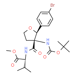 ChemSpider 2D Image | Methyl N-{[(2S,3R)-2-(4-bromophenyl)-3-({[(2-methyl-2-propanyl)oxy]carbonyl}amino)tetrahydro-3-furanyl]carbonyl}-D-valinate | C22H31BrN2O6