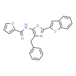 ChemSpider 2D Image | N-[2-(1-Benzothiophen-2-yl)-4-benzyl-1,3-oxazol-5-yl]-2-furamide | C23H16N2O3S