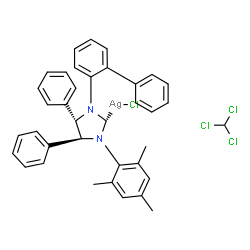 ChemSpider 2D Image | [(2S,4S,5S)-1-(2-Biphenylyl)-3-mesityl-4,5-diphenyl-2-imidazolidinyl](chloro)silver - chloroform (1:1) | C37H34AgCl4N2