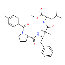 ChemSpider 2D Image | Methyl N-[(3S)-3-{[1-(4-iodobenzoyl)-L-prolyl]amino}-2,2-dimethyl-4-phenylbutanoyl]leucinate | C31H40IN3O5