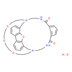 ChemSpider 2D Image | 9,34,37,40-Tetraoxa-1,17,20,28-tetraazahexacyclo[15.13.13.1~22,26~.0~3,8~.0~7,11~.0~10,15~]tetratetraconta-3,5,7,10,12,14,22(44),23,25-nonaene-21,27-dione hydrate (1:1) | C36H46N4O7