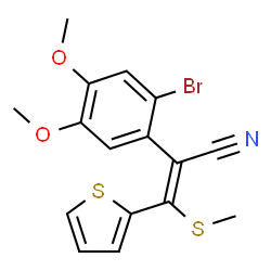 ChemSpider 2D Image | (2Z)-2-(2-Bromo-4,5-dimethoxyphenyl)-3-(methylsulfanyl)-3-(2-thienyl)acrylonitrile | C16H14BrNO2S2