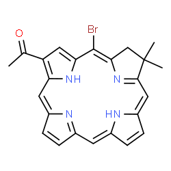 ChemSpider 2D Image | 1-(5-Bromo-8,8-dimethyl-7,8-dihydro-2-porphyrinyl)ethanone | C24H21BrN4O