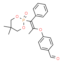 ChemSpider 2D Image | 4-{[(1E)-1-(5,5-Dimethyl-2-oxido-1,3,2-dioxaphosphinan-2-yl)-1-phenyl-1-propen-2-yl]oxy}benzaldehyde | C21H23O5P