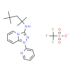 ChemSpider 2D Image | 1-(2-Pyridinyl)-3-[(2,4,4-trimethyl-2-pentanyl)amino][1,2,4]triazolo[4,3-a]pyridin-1-ium trifluoromethanesulfonate | C20H26F3N5O3S