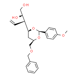 ChemSpider 2D Image | (6R)-6-C-[(Benzyloxy)methyl]-3,5-dideoxy-4,6-O-(4-methoxybenzylidene)-3-vinyl-L-arabino-hexitol | C24H30O6