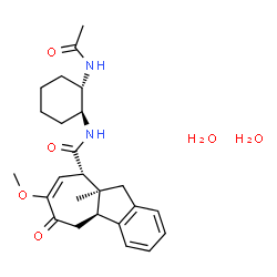ChemSpider 2D Image | (4bS,9S,9aS)-N-[(1S,2S)-2-Acetamidocyclohexyl]-7-methoxy-9a-methyl-6-oxo-4b,5,6,9,9a,10-hexahydrobenzo[a]azulene-9-carboxamide dihydrate | C25H36N2O6