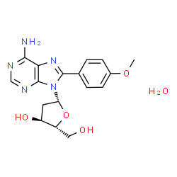 ChemSpider 2D Image | 2'-Deoxy-8-(4-methoxyphenyl)adenosine hydrate (1:1) | C17H21N5O5