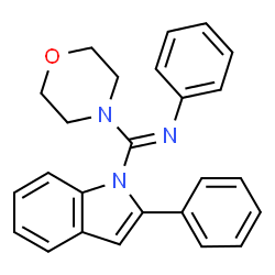 ChemSpider 2D Image | (E)-1-(4-Morpholinyl)-N-phenyl-1-(2-phenyl-1H-indol-1-yl)methanimine | C25H23N3O