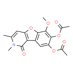 ChemSpider 2D Image | 6-Methoxy-2,3-dimethyl-1-oxo-1,2-dihydro[1]benzofuro[3,2-c]pyridine-7,8-diyl diacetate | C18H17NO7