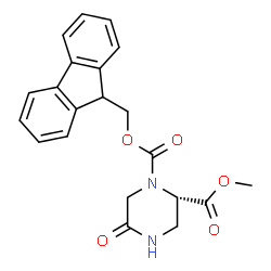 ChemSpider 2D Image | 1-(9H-Fluoren-9-ylmethyl) 2-methyl (2S)-5-oxo-1,2-piperazinedicarboxylate | C21H20N2O5
