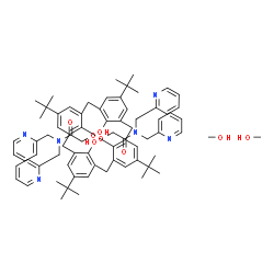 ChemSpider 2D Image | 2,2'-{[26,28-Dihydroxy-5,11,17,23-tetrakis(2-methyl-2-propanyl)pentacyclo[19.3.1.1~3,7~.1~9,13~.1~15,19~]octacosa-1(25),3(28),4,6,9(27),10,12,15(26),16,18,21,23-dodecaene-25,27-diyl]bis(oxy)}bis[N,N-b
is(2-pyridinylmethyl)acetamide] - methanol (1:2) | C74H90N6O8