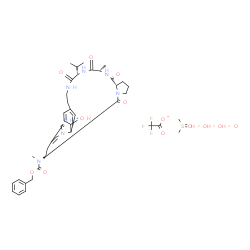 ChemSpider 2D Image | (7S,13S,16S,19S)-7-{[(Benzyloxy)carbonyl](methyl)amino}-27-hydroxy-19-isopropyl-16-methyl-8,14,17,20-tetraoxo-2,9,15,18,21-pentaaza-4-azoniatetracyclo[22.3.1.1~2,5~.0~9,13~]nonacosa-1(28),3,5(29),24,2
6-pentaene trifluoroacetate - (methylsulfinyl)methane hydrate (1:1:1:3) | C40H58F3N7O13S