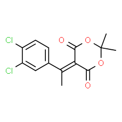 ChemSpider 2D Image | 5-[1-(3,4-Dichlorophenyl)ethylidene]-2,2-dimethyl-1,3-dioxane-4,6-dione | C14H12Cl2O4