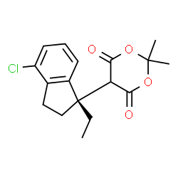 ChemSpider 2D Image | 5-[(1S)-4-Chloro-1-ethyl-2,3-dihydro-1H-inden-1-yl]-2,2-dimethyl-1,3-dioxane-4,6-dione | C17H19ClO4