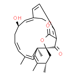 ChemSpider 2D Image | (5S,7S,10R,11Z,13Z,16R,17Z)-16-Hydroxy-7,8,10,12-tetramethyl-4,20-dioxatetracyclo[16.2.2.1~2,5~.0~5,10~]tricosa-1,8,11,13,17,21-hexaene-3,23-dione | C25H28O5