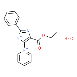 ChemSpider 2D Image | 4-(Ethoxycarbonyl)-2-phenyl-5-(1-pyridiniumyl)imidazol-1-ide hydrate (1:1) | C17H17N3O3