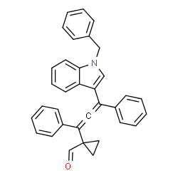 ChemSpider 2D Image | 1-[3-(1-Benzyl-1H-indol-3-yl)-1,3-diphenylpropadienyl]cyclopropanecarbaldehyde | C34H27NO