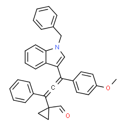 ChemSpider 2D Image | 1-[3-(1-Benzyl-1H-indol-3-yl)-3-(4-methoxyphenyl)-1-phenylpropadienyl]cyclopropanecarbaldehyde | C35H29NO2