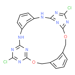 ChemSpider 2D Image | (1E)-11,25-Dichloro-14,22-dioxa-2,8,10,12,24,26,27,29-octaazapentacyclo[21.3.1.1~3,7~.1~9,13~.1~16,20~]triaconta-1,3(30),4,6,8,10,12,16(28),17,19,23(27),25-dodecaene | C20H14Cl2N8O2