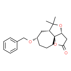 ChemSpider 2D Image | (3aR,5aR,7S,10aR)-7-(Benzyloxy)-5,5-dimethyloctahydro-2H,5H-cyclohepta[c]furo[3,2-b]furan-2-one | C20H26O4