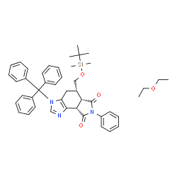 ChemSpider 2D Image | (5S,5aS,8aS)-5-({[Dimethyl(2-methyl-2-propanyl)silyl]oxy}methyl)-7-phenyl-3-trityl-4,5,5a,8a-tetrahydroimidazo[4,5-e]isoindole-6,8(3H,7H)-dione - ethoxyethane (1:1) | C45H53N3O4Si