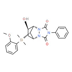 ChemSpider 2D Image | (1R,7S,8R,10S)-8-Hydroxy-10-[(2-methoxyphenyl)(dimethyl)silyl]-4-phenyl-2,4,6-triazatricyclo[5.2.1.0~2,6~]decane-3,5-dione | C22H25N3O4Si