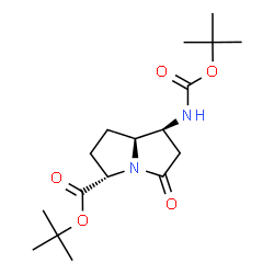 ChemSpider 2D Image | 2-Methyl-2-propanyl (3S,7S,7aS)-7-({[(2-methyl-2-propanyl)oxy]carbonyl}amino)-5-oxohexahydro-1H-pyrrolizine-3-carboxylate | C17H28N2O5