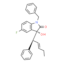 ChemSpider 2D Image | (3R)-1-Benzyl-5-fluoro-3-hydroxy-3-[(1S,2E)-1-phenyl-2-penten-1-yl]-1,3-dihydro-2H-indol-2-one | C26H24FNO2