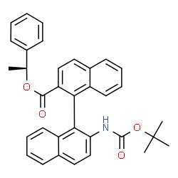 ChemSpider 2D Image | (1S)-1-Phenylethyl 2'-({[(2-methyl-2-propanyl)oxy]carbonyl}amino)-1,1'-binaphthalene-2-carboxylate | C34H31NO4