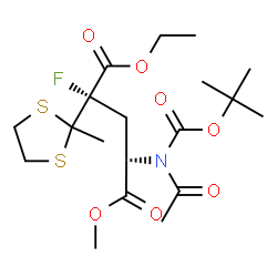 ChemSpider 2D Image | 5-Ethyl 1-methyl (4S)-N-acetyl-4-fluoro-4-(2-methyl-1,3-dithiolan-2-yl)-N-{[(2-methyl-2-propanyl)oxy]carbonyl}-L-glutamate | C19H30FNO7S2