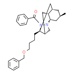 ChemSpider 2D Image | {(1S,3R,7R,9R,10S,12R)-3-[4-(Benzyloxy)butyl]-12-methyl-4,5-diazatetracyclo[7.4.0.0~3,7~.0~5,10~]tridec-4-yl}(phenyl)methanone | C30H38N2O2