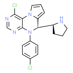 ChemSpider 2D Image | (6S)-1-Chloro-5-(4-chlorophenyl)-6-[(2S)-2-pyrrolidinyl]-5,6-dihydropyrrolo[1,2-f]pteridine | C19H17Cl2N5