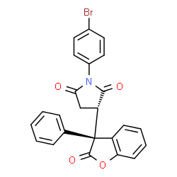 ChemSpider 2D Image | (3S)-1-(4-Bromophenyl)-3-[(3S)-2-oxo-3-phenyl-2,3-dihydro-1-benzofuran-3-yl]-2,5-pyrrolidinedione | C24H16BrNO4