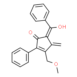 ChemSpider 2D Image | (5E)-5-[Hydroxy(phenyl)methylene]-3-(methoxymethyl)-4-methylene-2-phenyl-2-cyclopenten-1-one | C21H18O3