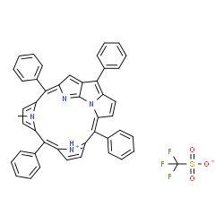 ChemSpider 2D Image | (14Z)-24-Methyl-4,9,14,19-tetraphenyl-2,21,24-triaza-23-azoniahexacyclo[13.5.1.1~3,20~.1~5,8~.1~10,13~.0~18,21~]tetracosa-1,3,5,7,9,11,13(23),14,16,18,20(22)-undecaene trifluoromethanesulfonate | C46H31F3N4O3S