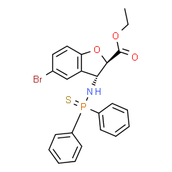 ChemSpider 2D Image | Ethyl (2R,3R)-5-bromo-3-[(diphenylphosphorothioyl)amino]-2,3-dihydro-1-benzofuran-2-carboxylate | C23H21BrNO3PS
