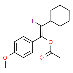 ChemSpider 2D Image | (E)-2-Cyclohexyl-2-iodo-1-(4-methoxyphenyl)vinyl acetate | C17H21IO3
