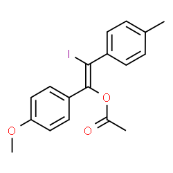 ChemSpider 2D Image | (E)-2-Iodo-1-(4-methoxyphenyl)-2-(4-methylphenyl)vinyl acetate | C18H17IO3