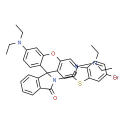 ChemSpider 2D Image | 2-(6-Bromo-1,3-benzothiazol-2-yl)-3',6'-bis(diethylamino)spiro[isoindole-1,9'-xanthen]-3(2H)-one | C35H33BrN4O2S